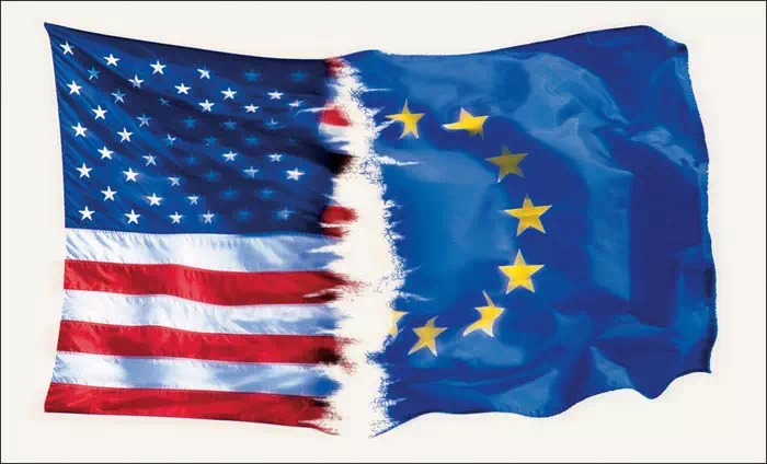 USA und EU Fahnen