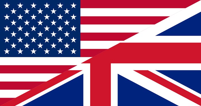 Amerikanische und britische Fahnen